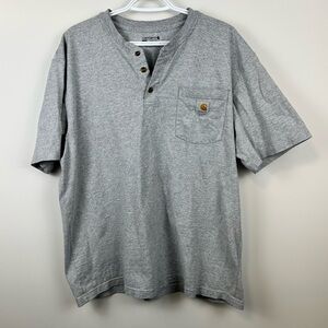 Carhartt Mens Henley Short Sleeve Shirt Large Grey